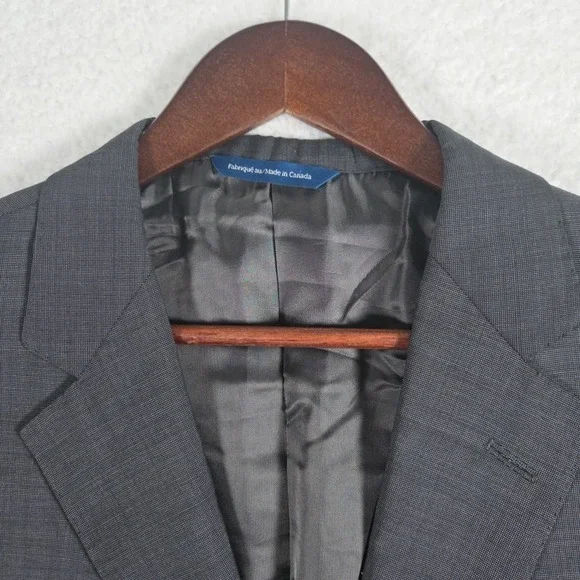 Samuelsohn Wool Mohair Blend Blazer Jacket Mens 46R SB BeckettBlue Black Check